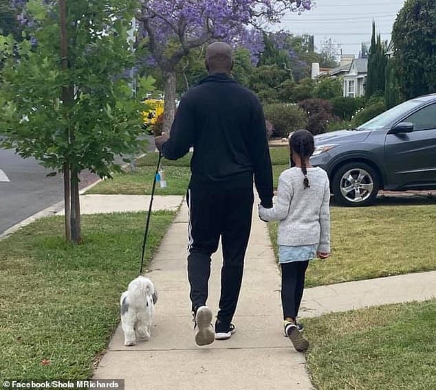 Person walking with family